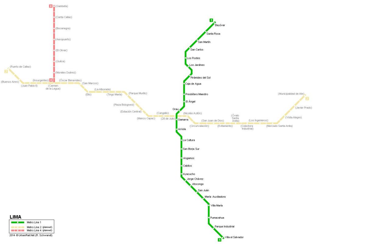 מפה של Lima subway 
